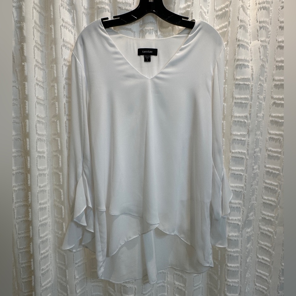 Karen Kane Women's White V-Neck Blouse